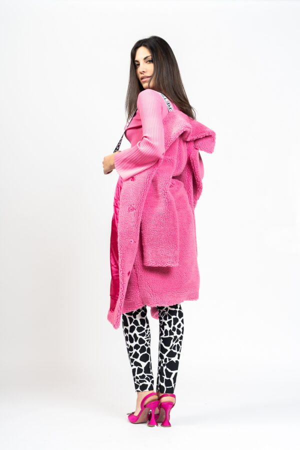 river island pink teddy coat